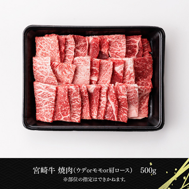 宮崎牛 焼肉用 500g 【肉 牛肉 国産 宮崎県産 黒毛和牛 ミヤチク BBQ バーベキュー 送料無料 】