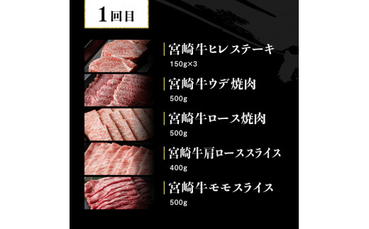 【定期便】宮崎牛３ヶ月定期便Ｄ‐２ 【 4大会連続日本一 国産 九州産 肉 牛 宮崎県産 牛肉 黒毛和牛 ミヤチク 全3回 】