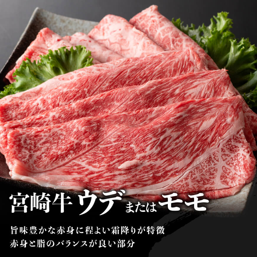 【令和7年9月発送分】宮崎牛 赤身（ウデorモモ）すきしゃぶ500g+粗挽きウインナー 【 肉 牛肉 ウデ モモ すき焼き しゃぶしゃぶ 焼きしゃぶ 黒毛和牛 ウインナー 国産 九州産 】