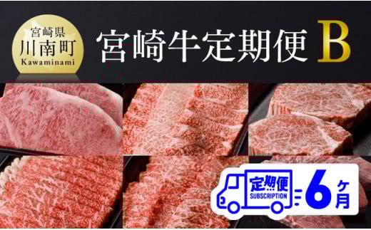 【定期便】宮崎牛６ヶ月定期便Ｂ 【 4大会連続日本一 肉 牛肉 国産 黒毛和牛 肉質等級4等級以上 4等級 5等級 ミヤチク ステーキ 焼肉 全6回 定期便 】