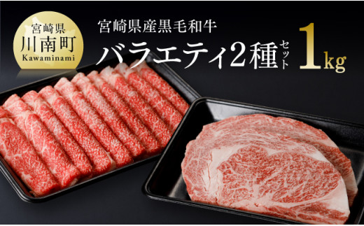 宮崎県産黒毛和牛バラエティ２種セット 肉 牛肉 国産 黒毛和牛 ミヤチク すき焼き しゃぶしゃぶ ステーキ 