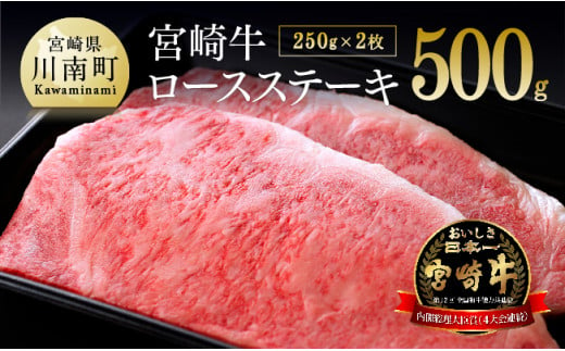 宮崎牛 ロース ステーキ ２５０ｇ×2枚 選べる発送月 肉 牛肉 ステーキ 黒毛和牛 【 肉 牛肉 贅沢 国産 国産牛 4等級 5等級 九州産 宮崎県産 黒毛和牛 和牛 ロース ステーキ 川南町 】