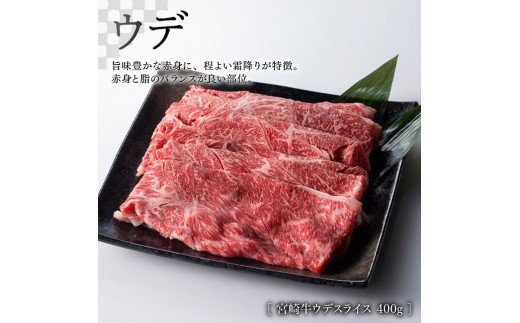 【 期間限定 】 宮崎牛 ウデ 焼しゃぶ 400g(宮崎県産 和牛 こま切れ 200g付)計600g 4大会連続日本一 牛 肉 牛肉 スライス 小間切れ 4等級 5等級 送料無料 