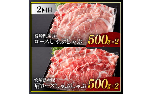 【訳あり定期便】宮崎和牛と宮崎県産豚肉6ヶ月定期便 【 ロースステーキ ロースしゃぶしゃぶ ウデスライス 小間切れ ウデ焼肉 牛肉 黒毛和牛 豚肉 ミヤチク 全6回 】