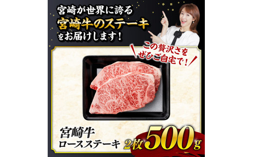 《数量限定》宮崎牛ロースステーキ2枚 (500g)【 肉 牛肉 宮崎県産 黒毛和牛ミヤチク】