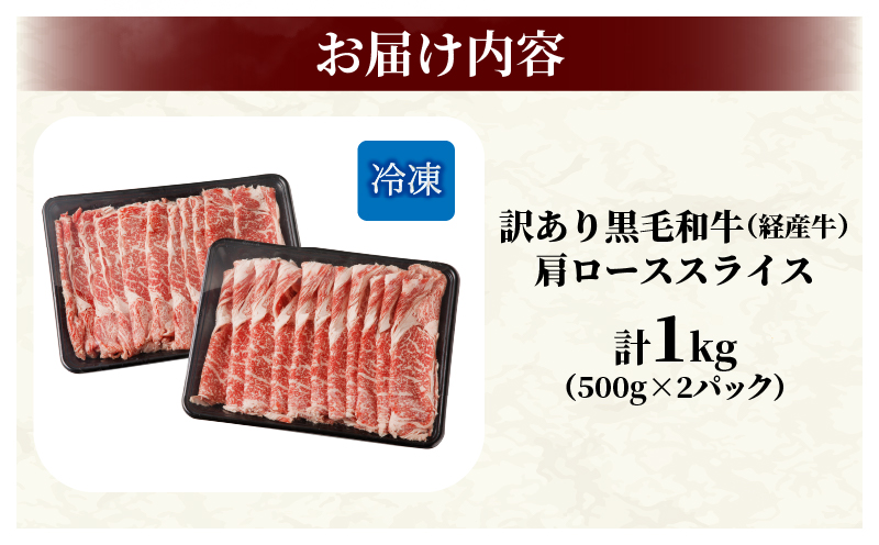 ≪訳あり≫黒毛和牛(経産牛)肩ローススライス(計1kg)_T030-123-MP