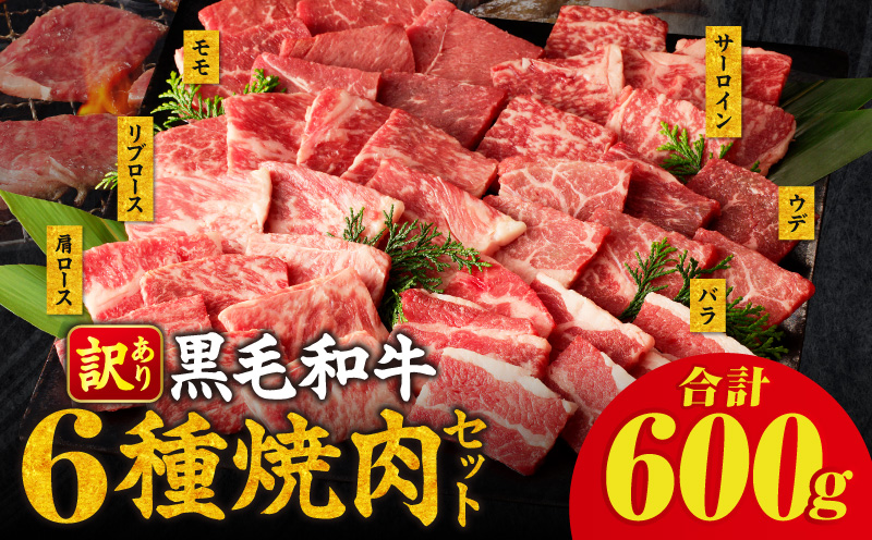 生産者応援≪訳あり≫黒毛和牛(経産牛)6種焼肉セット(合計600g) 肉 牛 牛肉 おかず 国産_T030-1203