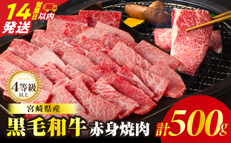 【14営業日以内発送】【畜産農家応援!!】≪肉質等級4等級以上≫黒毛和牛赤身焼肉(計500g) 肉 牛 牛肉 国産_T030-0926-14E