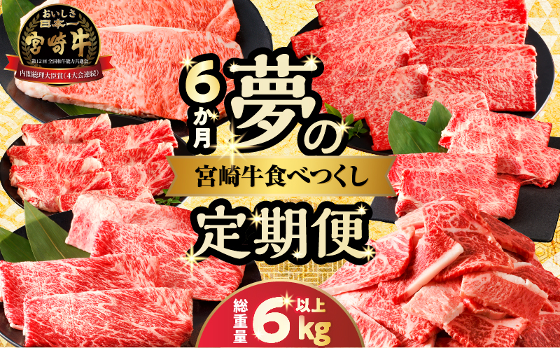 ≪6か月定期便≫夢の宮崎牛食べつくしセット(総重量6kg以上) 肉 牛 牛肉 おかず 国産_T030-068-MP