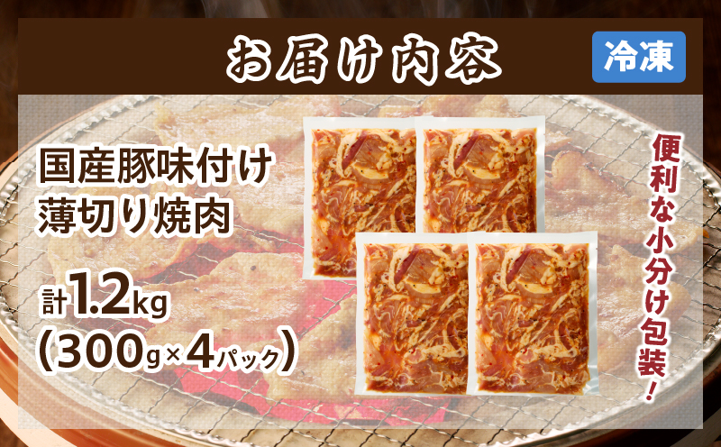 ≪訳あり≫国産豚味付け薄切り焼肉(計1.2kg)_T030-101-MP