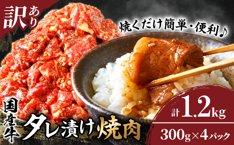 【2週間以内発送】≪訳あり≫国産牛味付け薄切り焼肉(計1.2kg) _T030-009-MP