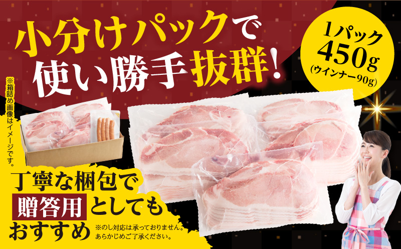 ≪訳あり≫宮崎県産豚スライス(ウデorモモ)&粗挽きウインナーセット合計1.44kg 肉 豚 豚肉 おかず 国産_T030-205