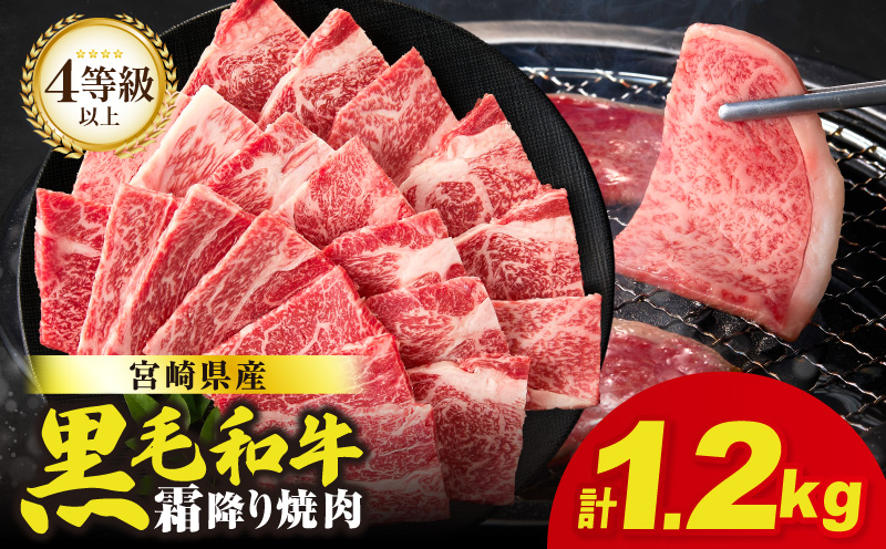 生産者応援≪肉質等級4等級以上≫宮崎県産黒毛和牛霜降り肩ロース(焼肉)計1.2kg 肉 牛 牛肉 おかず 国産_T030-1943