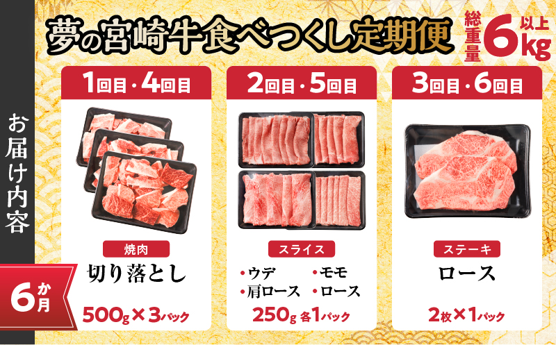 ≪6か月定期便≫夢の宮崎牛食べつくしセット(総重量6kg以上) 肉 牛 牛肉 おかず 国産_T030-068-MP