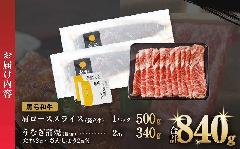 ≪数量限定≫うなぎ×黒毛和牛(経産牛) 都農町最強セットD 肉 牛 牛肉 おかず 国産_T030-1321