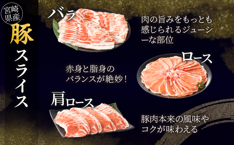 宮崎県産豚スライスバラエティセット(バラ・ロース・肩ロース)合計3kg_T030-087-MP