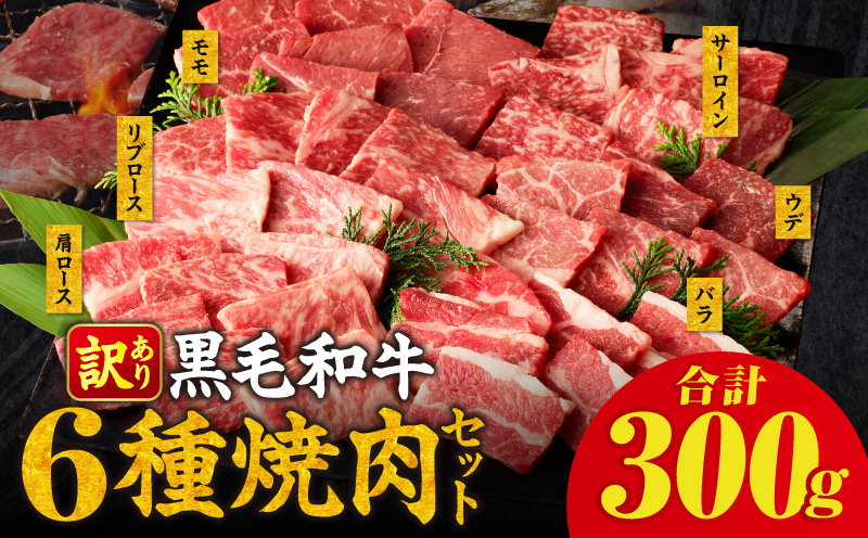 生産者応援≪訳あり≫黒毛和牛(経産牛)6種焼肉セット(合計300g) 肉 牛 牛肉 おかず 国産_T030-1193