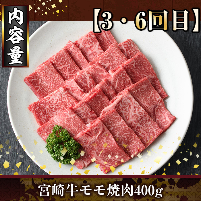 ＜定期便・全6回(連続)＞宮崎牛焼肉定期便(総量2.6kg) 牛肉 もも 肉 肩ロース ウデ BBQ 精肉 お取り寄せ 黒毛和牛 ブランド和牛 冷凍 国産【R-79】【ミヤチク】